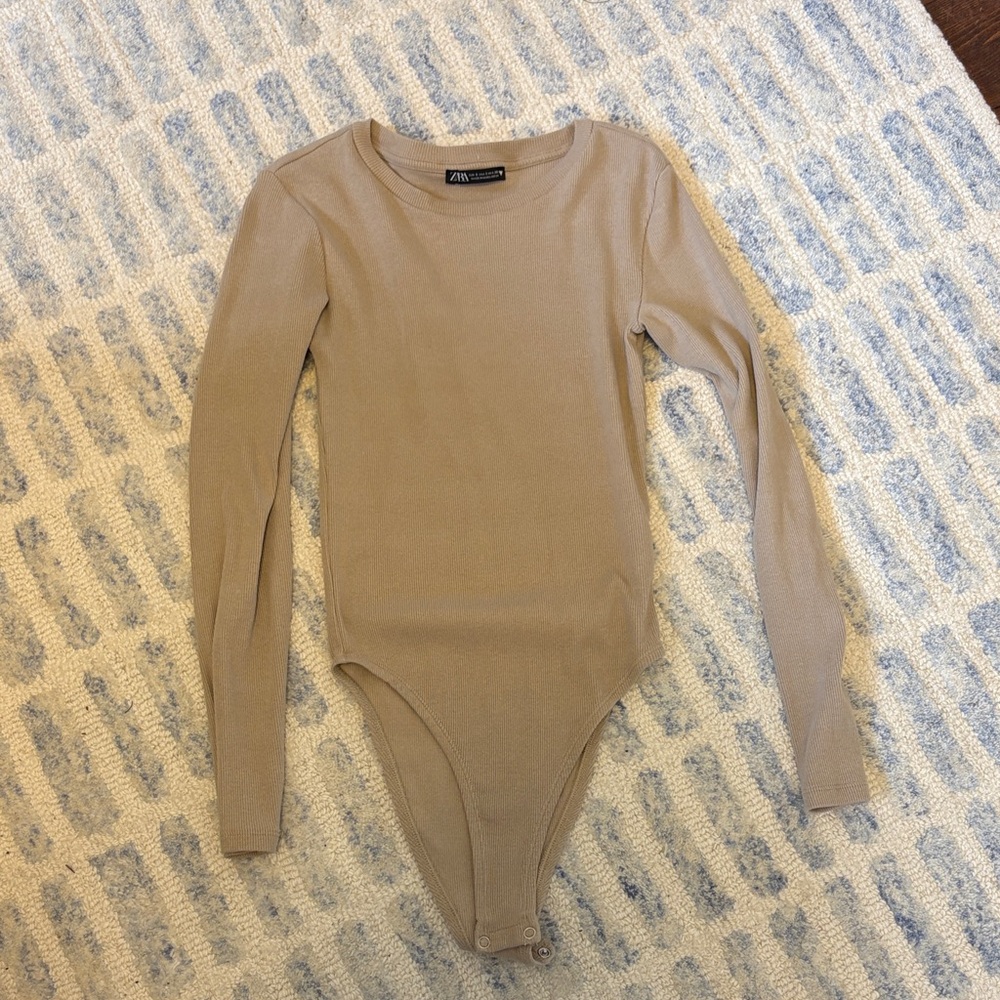 Zara Beige Long Sleeve Bodysuit